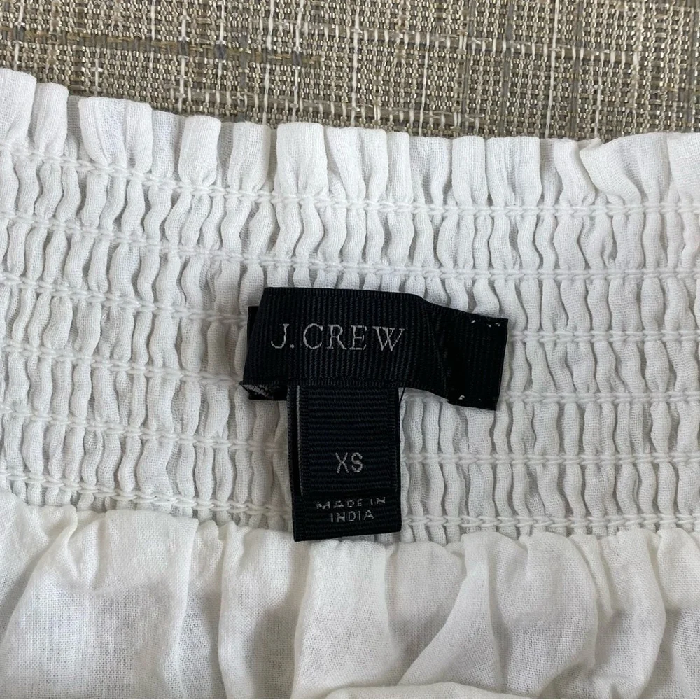 J. Crew White Mini Skirt with Black Embroidery